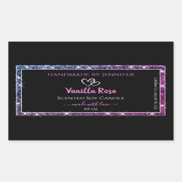 Roze Paarse Glitter Product Verpakkingslabels Zwar Rechthoekige Sticker