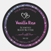 Roze Paarse Glitter Product Verpakkingslabels Zwar Ronde Sticker (Voorkant)