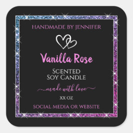 Roze Paarse Glitter Product Verpakkingslabels Zwar Vierkante Sticker