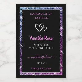 Roze Paarse Glitter Product Verpakkingslabels Zwar Voedselcontainer Etiket