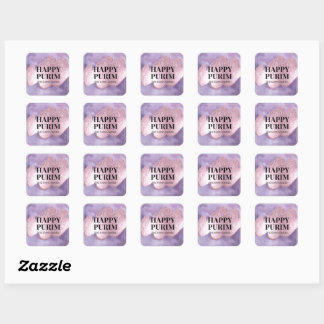 Roze Paarse Glitter Purim Label