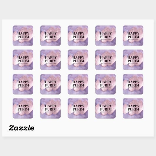 Roze Paarse Glitter Purim Label (Vel)