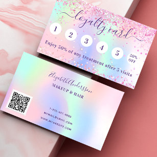 Roze paarse glitter qr code klantenkaartje