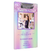 Roze paarse glitter schoonheidssalon fotobusiness klembord (Rechts)