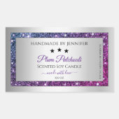 Roze Paarse Glitter Silver Product Packaging Label (Voorkant)