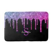 Roze Paarse glitter Sparkle Drivers Monogram Naam Badmat (Voorkant)