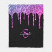Roze Paarse glitter Sparkle Drivers Monogram Naam Fleece Deken (Voorkant)
