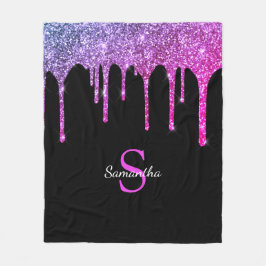 Roze Paarse glitter Sparkle Drivers Monogram Naam Fleece Deken