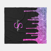 Roze Paarse glitter Sparkle Drivers Monogram Naam Fleece Deken (Voorkant (Horizontaal))