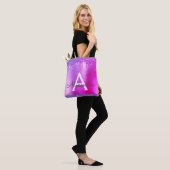 Roze Paarse Glitter Sparkle Elegant Monogram Tas (Op model)