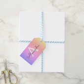 Roze Paarse Glitter & Sparkle Monogram Cadeaulabel (Met Touw)