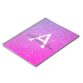 Roze Paarse glitter Sparkle Monogram Notitieboek (Linkerzijde)