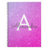 Roze Paarse glitter Sparkle Monogram Notitieboek (Voorkant)