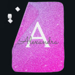 Roze Paarse Glitter & Sparkle Monogram Verjaardag Inbakerdoek<br><div class="desc">Roze en Paarse Ombre Faux Glitter en Sparkle Elegant Babydeken voor een Baby shower of Baby's 1e verjaardag. Deze babydeken kan worden aangepast om uw initiaal en voornaam op te nemen. Neem contact op met de ontwerper voor aangepaste overeenkomende items.</div>