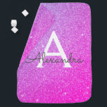 Roze Paarse Glitter & Sparkle Monogram Verjaardag Inbakerdoek<br><div class="desc">Roze en Paarse Ombre Faux Glitter en Sparkle Elegant Babydeken voor een Baby shower of Baby's 1e verjaardag. Deze babydeken kan worden aangepast om uw initiaal en voornaam op te nemen. Neem contact op met de ontwerper voor aangepaste overeenkomende items.</div>