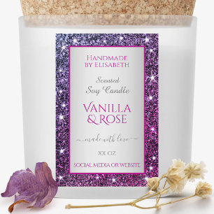 Roze Paarse Glitter Sparkle Product Labels Beauty Voedselcontainer Etiket