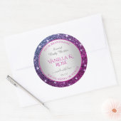 Roze Paarse Glitter Sparkle Stars Productlabels Ronde Sticker (Envelop)
