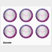 Roze Paarse Glitter Sparkle Stars Productlabels Ronde Sticker (Vel)