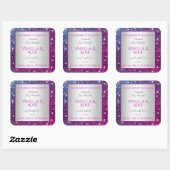 Roze Paarse Glitter Sparkle Stars Productlabels Vierkante Sticker (Vel)
