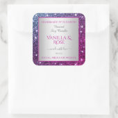 Roze Paarse Glitter Sparkle Stars Productlabels Vierkante Sticker (Tas)
