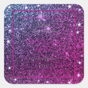 Roze Paarse Glitter Sparkle Stars Productlabels Vierkante Sticker