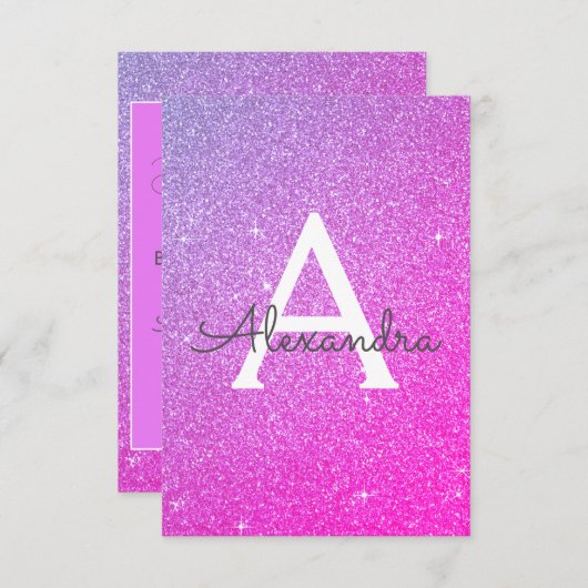 Roze Paarse Glitter Sweet 16 Save the Date Kaart (Voorkant / Achterkant)