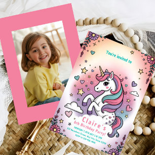 Roze & Paarse Glitter Uitnodiging voor Claire's Fe