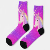 Roze Paarse Glitter Unicorn - Aangepast Sokken (Links)