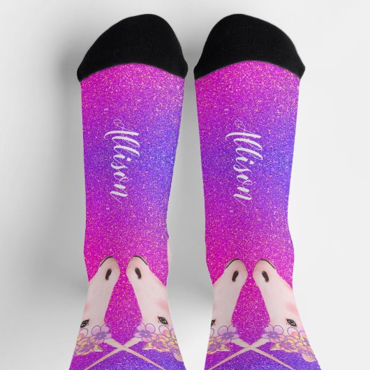 Roze Paarse Glitter Unicorn - Aangepast Sokken (Top)