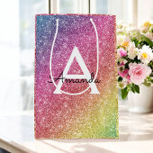 Roze Paarse glitter verjaardag Medium Cadeauzakje