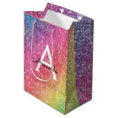 Roze Paarse glitter verjaardag Medium Cadeauzakje (Voorkant Gekanteld)