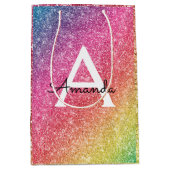 Roze Paarse glitter verjaardag Medium Cadeauzakje (Voorkant)