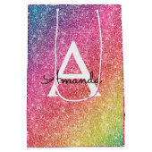 Roze Paarse glitter verjaardag Medium Cadeauzakje (Achterkant)