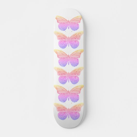 Roze Paarse Glitter Vlinders Persoonlijk Skateboard (Voorkant)