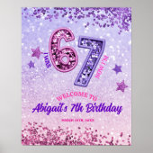 Roze Paarse Glitters 67 Verjaardagsfeestje Poster (Voorkant)