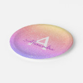 Roze Paarse Glitters & Glans Monogram Verjaardag Papieren Bordje (Gekanteld)