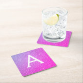 Roze Paarse Glitters & Glanzende Monogram Verjaard Kartonnen Onderzetters (Insitu)