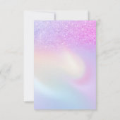 Roze paarse glitters holografische bruidsdouche bedankkaart (Achterkant)