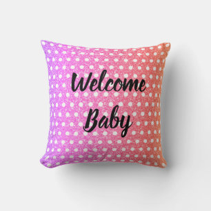 Roze Paarse Glitters Witte Stippen Baby Shower Kussen