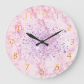 Roze paarse glitterspleet grote klok (Voorkant)