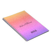 Roze Paarse Glittery Custom Name Ombre Cute Girly Notitieboek (Rechterzijde)