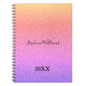 Roze Paarse Glittery Custom Name Ombre Cute Girly Notitieboek (Voorkant)