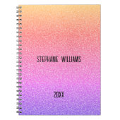 Roze Paarse Glittery Monogram Naam Schattige Girly Notitieboek (Voorkant)