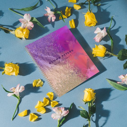 Roze Paarse Gold Foil Glitter Calligraphy Script Planner