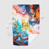 Roze Paarse Golden Custom Monogram Golfhanddoek (Insitu)