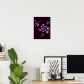 Roze Paarse Gotische Bloemen Poster (Thuiskantoor)