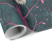 Roze & Paarse Gotische Halloween Skulls & Flowers Cadeaupapier (Rol Hoek)