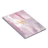 Roze Paarse Goud Ader Waterverf Monogram Script Notitieboek (Rechterzijde)