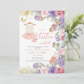 Roze Paarse Gouden Ballet Meisje Baby shower Kaart (Staand voorkant)
