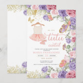 Roze Paarse Gouden Ballet Meisje Baby shower Kaart (Voorkant / Achterkant)